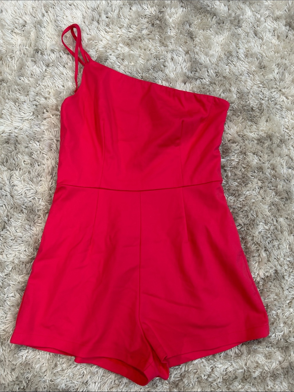 Women’s One-Shoulder Red Romper